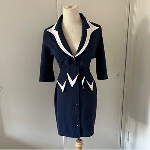 Thierry Mugler 90s navy dress